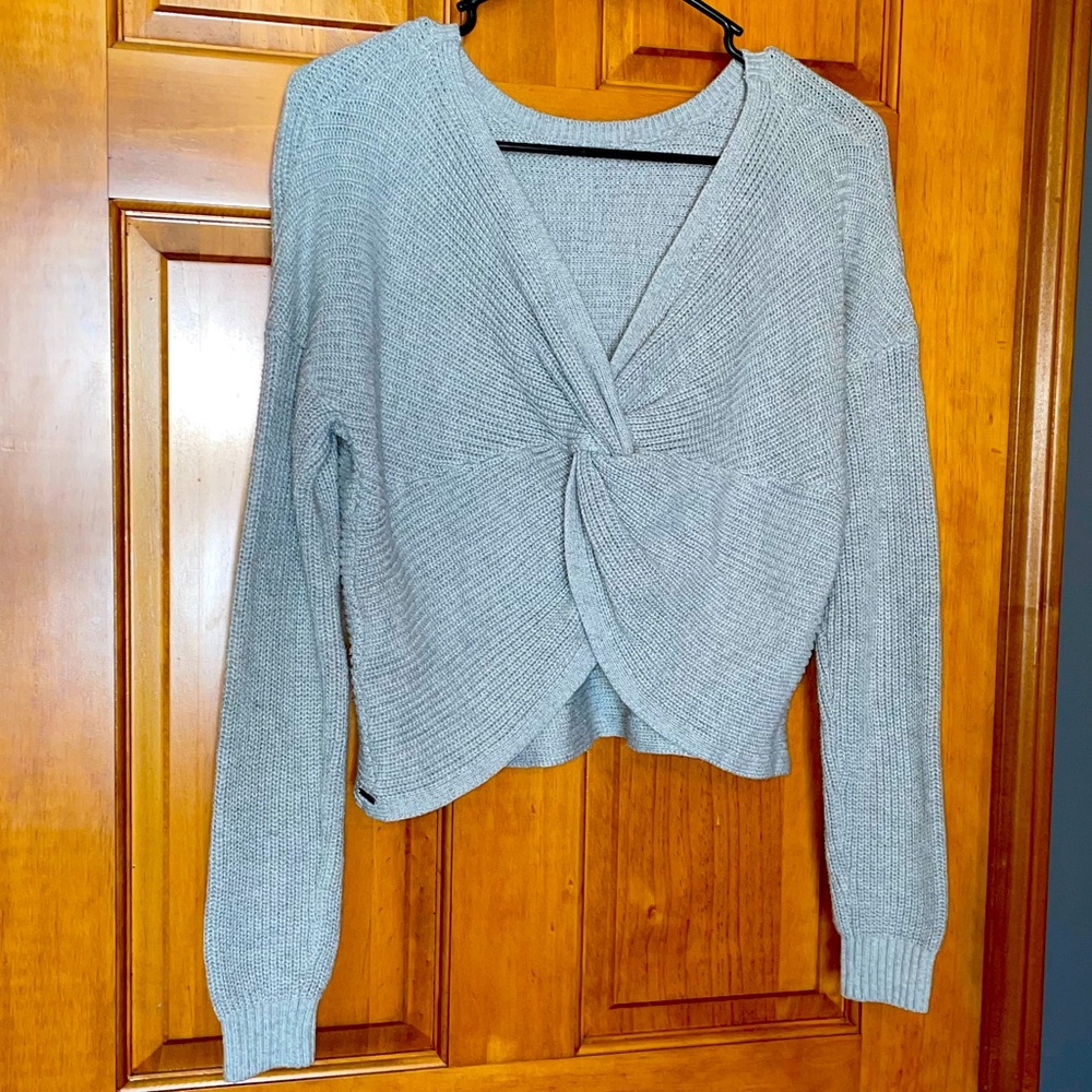 Hollister light grey knot sweater small